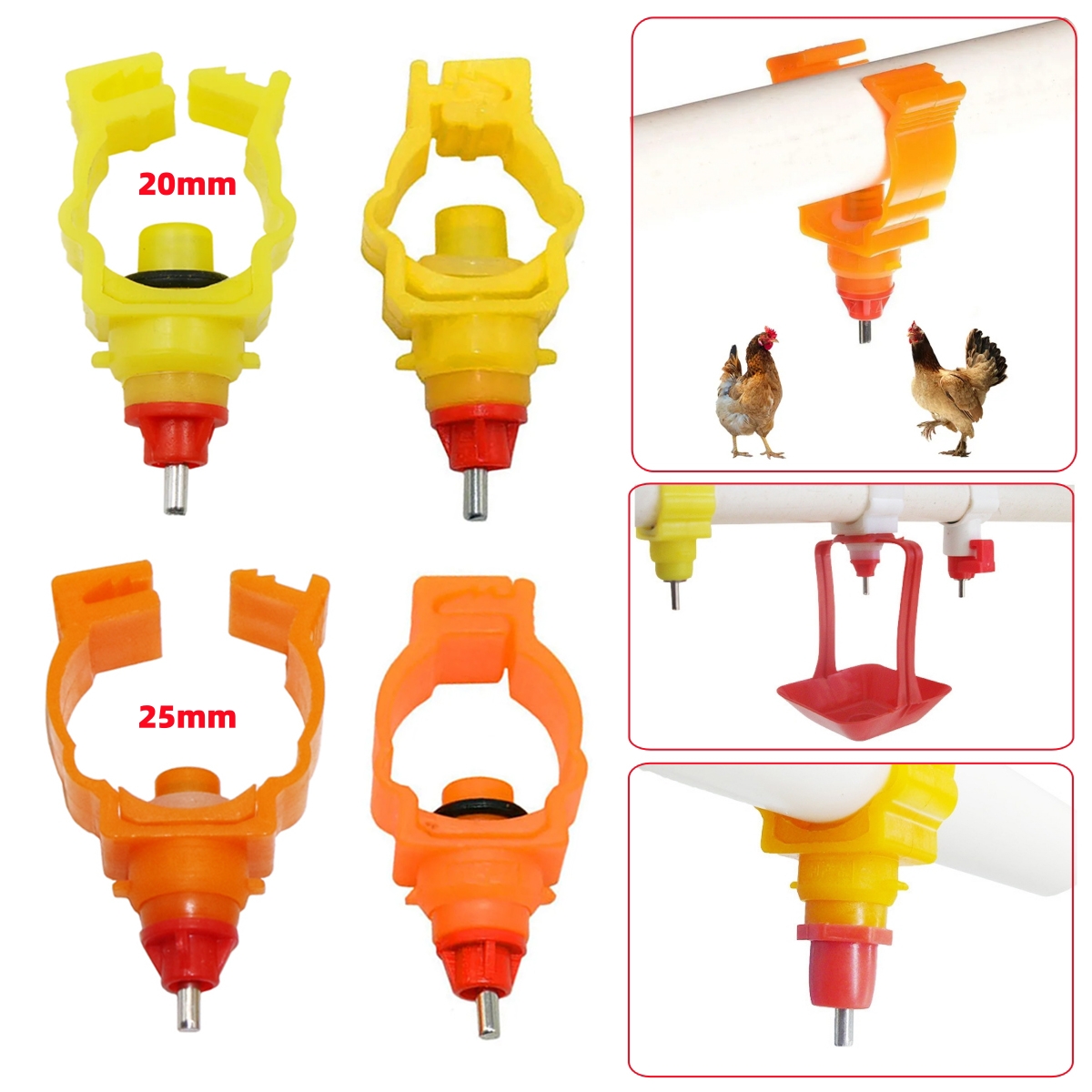 20mm 25mm Clamp-type Poultry N - Chicken Nipple Drinker avaliação e preço